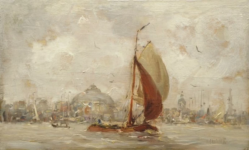 Chiatta a vela vicino ad Amsterdam